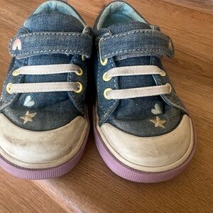 See Kai Run Denim Sneakers with Rainbow and Star Accents